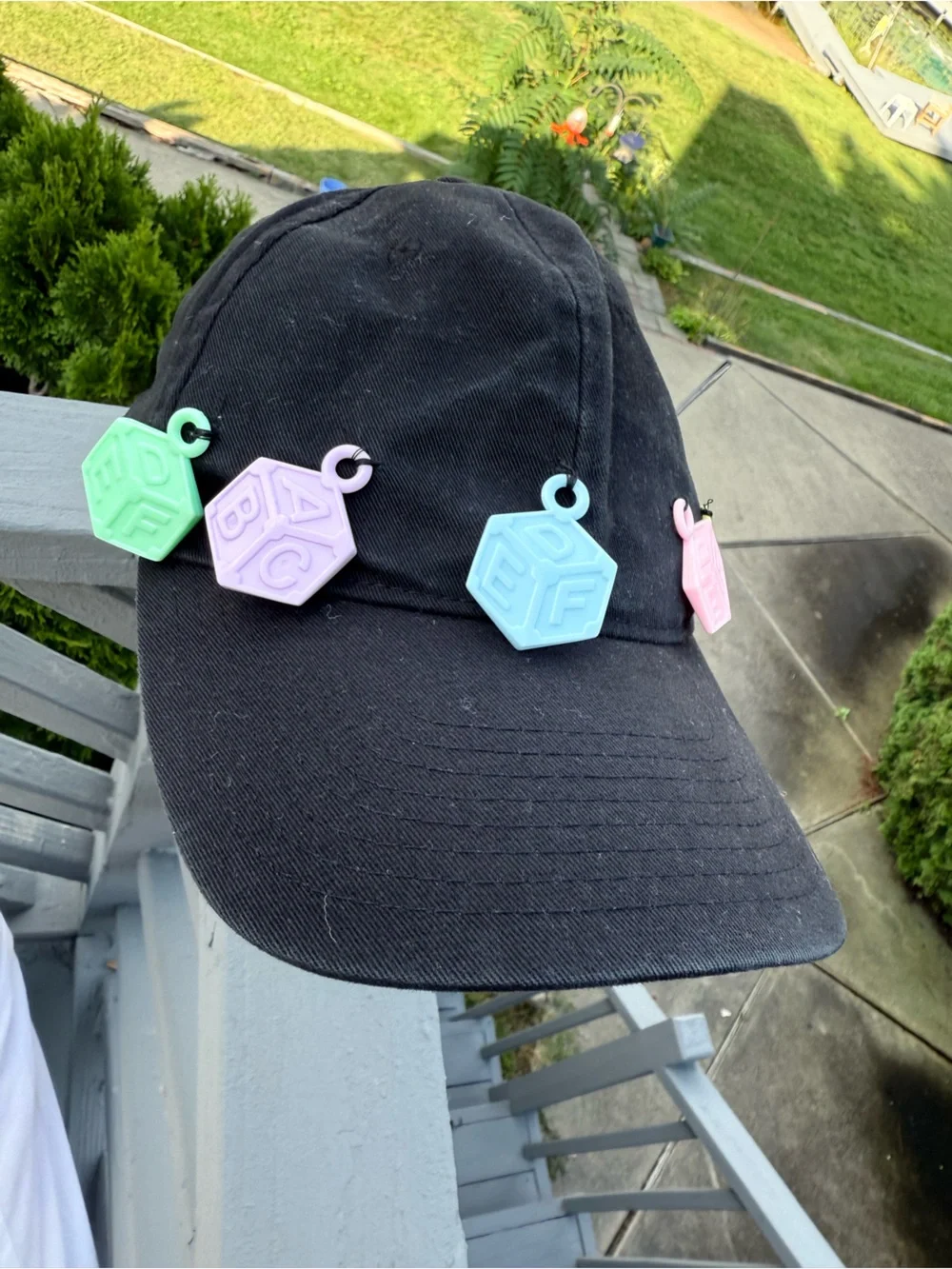 Women Black Baseball Cap with Pastel Charms one size fit all